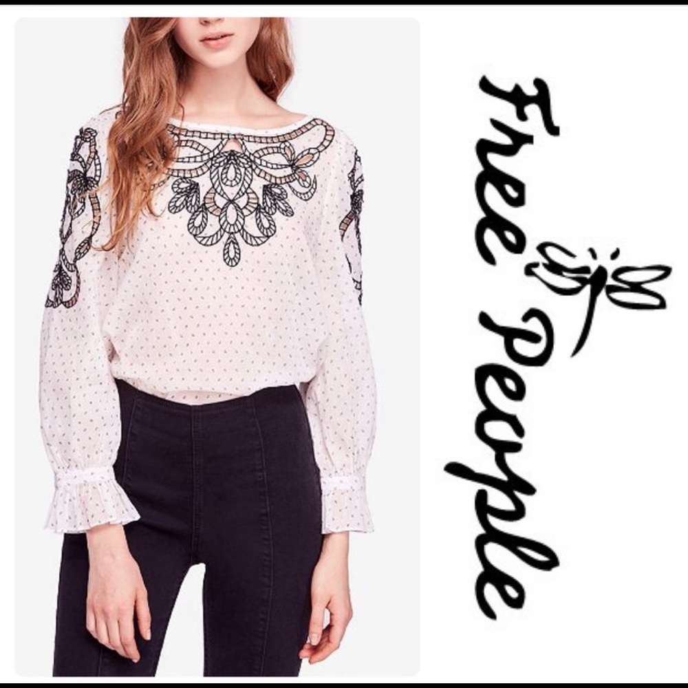 Free People Everything I know Embroidered Blouse
